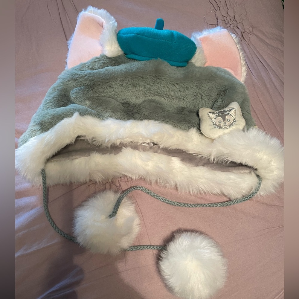 Disney Parks Gelatoni Cat Duffy & Friends Fuzzy Furry Winter Hat Tokyo Disney